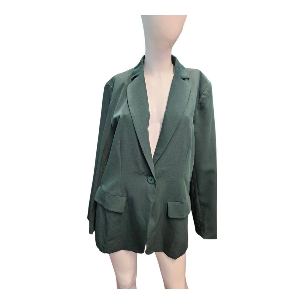 Green Blazer Womens Size XL One Button Suit Jacket